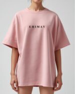 Light Pink Plain Ehimay Oversized-Unisex-T-Shirt - Image 2